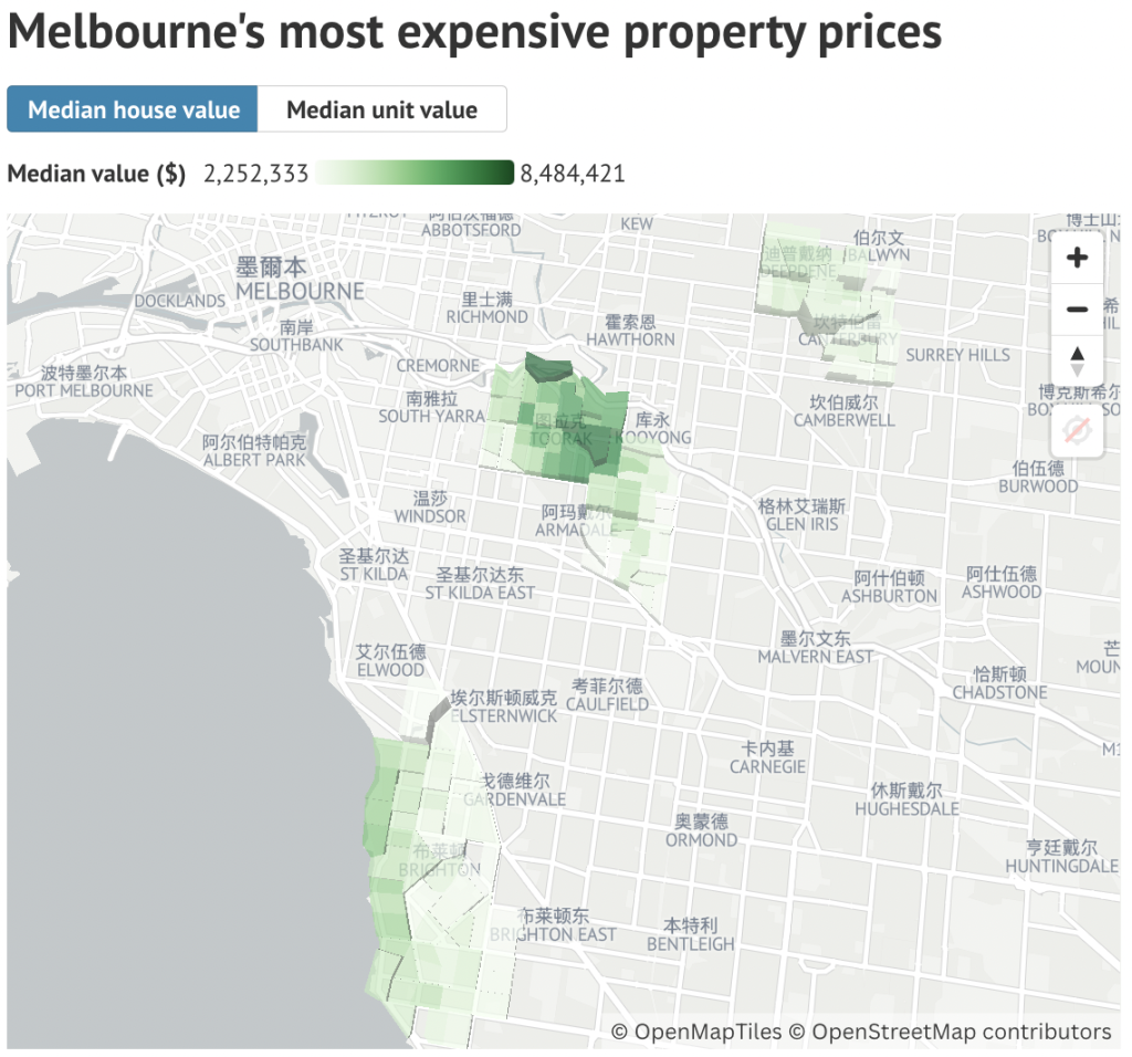 在墨尔本最昂贵的Suburbs寻找最便宜的街道